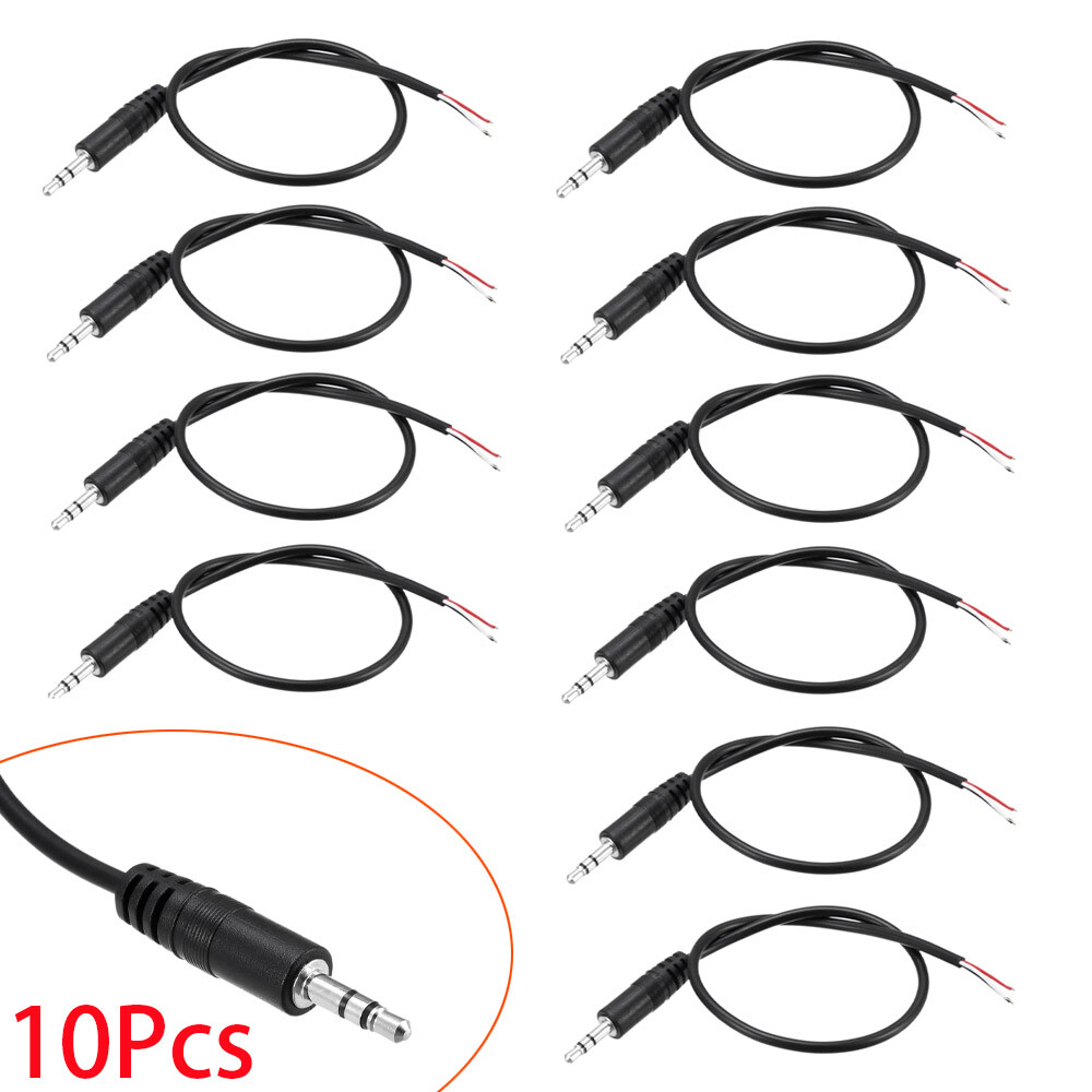 10-Pack 3.5mm Male Plug to Bare Wire Open End TRS 3 Pole Stereo 1/8″ 3.5mm Jack