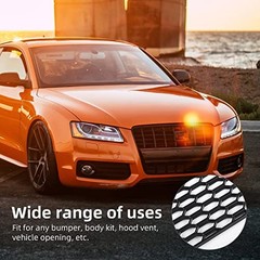 47″x16″ ABS Plastic Universal Car Grill Mesh, Honeycomb 10x25mm Black