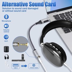 USB 3.0 Male to 3.5mm TRRS 4-Pole Female Headphone Jack Adapter, USB-A to Aux…