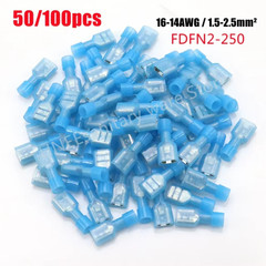 Blue Female Spade Terminals Crimp Connectors 16-14 AWG Insulated 50/100/150PCS