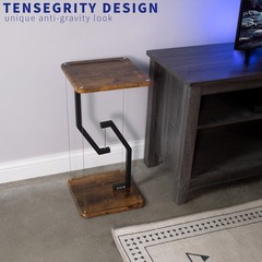 VIVO Rustic Vintage Brown/Black Tensegrity Speaker Floor Stand Floating Platform