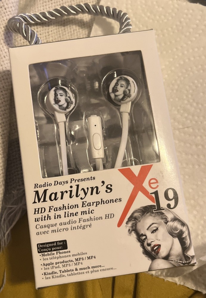 Radio Days Marilyn Monroe Earbuds Earphones Hd Fashion With In Line Mic New ￼