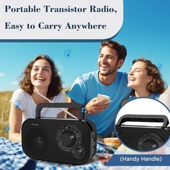 AM/FM Portable Radio, Easy to Use, Wall or Battery Operated for Home & Outdoor