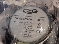 NEW C2G Legrand 39907 5in Ceiling Mount Speaker 70 V, 20 KHz, White (I22)