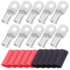 10pcs 2/0 Guage 3/8″ Wire Lugs Ring Terminal Connectors Ends 2/0 AWG Heavy Du…