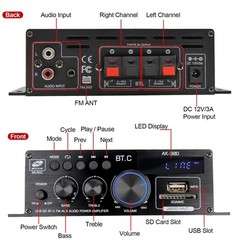 800W 2 Channel Bluetooth Mini HIFI Power Amplifier Audio Stereo Amp Home Car FM