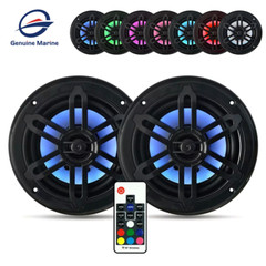 1Pair 6.5″ 300W Two-Way Black Waterproof RV Car Marine Boat Speakers RGB LED