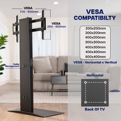 VIVO Free-Lift TV Stand with Super-Sized Base, Fits 55″ to 86″ Screens