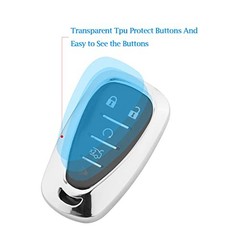 for Chevy Key Fob Cover With Keychain,Soft TPU Full Protection Style 1-silver