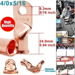 8pcs 5/16″ Ring Battery Terminals Copper Ends Cable Lugs 4/0AWG Wire Connectors