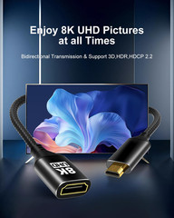 8K Micro HDMI to HDMI Adapter Cable Male to Female 48Gbps 4K@120Hz HDR Camcorder