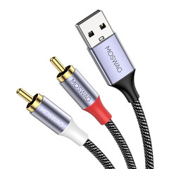 USB to RCA Audio Cable, USB 2.0 Male to 2 RCA Male Stereo Audio Cable
