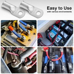 10pcs 2/0 Guage 3/8″ Wire Lugs Ring Terminal Connectors Ends 2/0 AWG Heavy Du…
