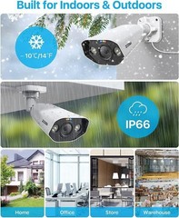 ZOSI 4K 8MP PoE IP Camera Weatherproof CCTV Security Camera Night Vision Audio