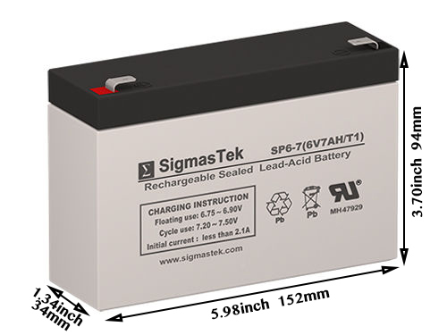 SigmasTek 6V 7AH Brand New Sealed Lead Acid Battery