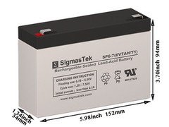 SigmasTek 6V 7AH Brand New Sealed Lead Acid Battery