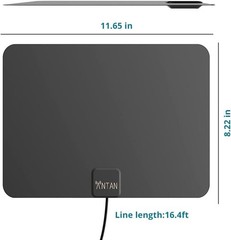 Sleek Indoor HDTV Antenna – 35-45 Miles Range, 16.5ft Coax for 4K/8K Channels