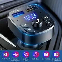 Bluetooth 5.0 Car Wireless FM Transmitter Adapter 2USB PD Charger Hands-Free Lot
