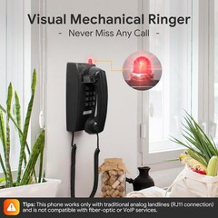 Retro Wall Phones for Landline with Mechanical Ringer Corded Telephone Wall