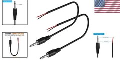 Versatile 2-Pack 1FT 3.5mm Male to Bare Wire AUX Audio Connector Cables