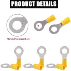 12-10 YELLOW Guage Wire Ring Terminals Electrical Vinyl Connectors Assortment