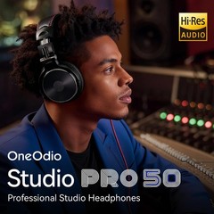 OneOdio Pro~50 Hi~Res Over~Ear Wired Headphones for Studio Monitoring, Black