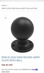 RAM Mount Round 2.5 inch dia Round Plate with 2.25 inch D-Ball RAM-D-254U