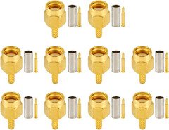 10 PCS SMA Connectors SMA Male Crimp Connector for RG316 RG174 RF Coax Cable