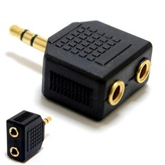 1 Male to 2 Female Gold Plated 3.5mm Y Audio Splitter Headphone Adapter Black Y