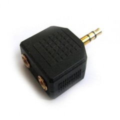 1 Male to 2 Female Gold Plated 3.5mm Y Audio Splitter Headphone Adapter Black Y