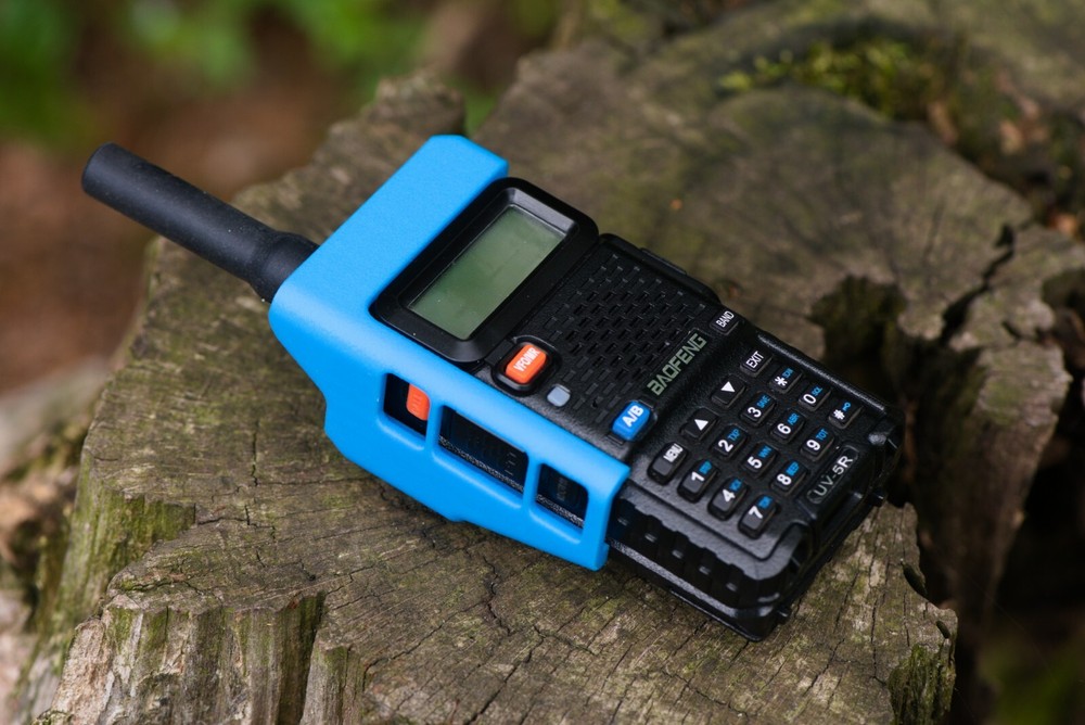 Baofeng UV-5R / BF-F9 – Blue Exoskeleton Cage – Textured Finish