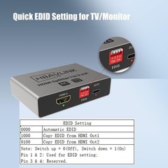HDMI Splitter 1 in 2 Out 4K 60Hz – EDID Clone, HDCP2.2, HDR, Dolby Atmos, Dol…