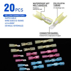 100PCS Electrical Heat Shrink Male & Female Spade Wire Connectors Terminals Set