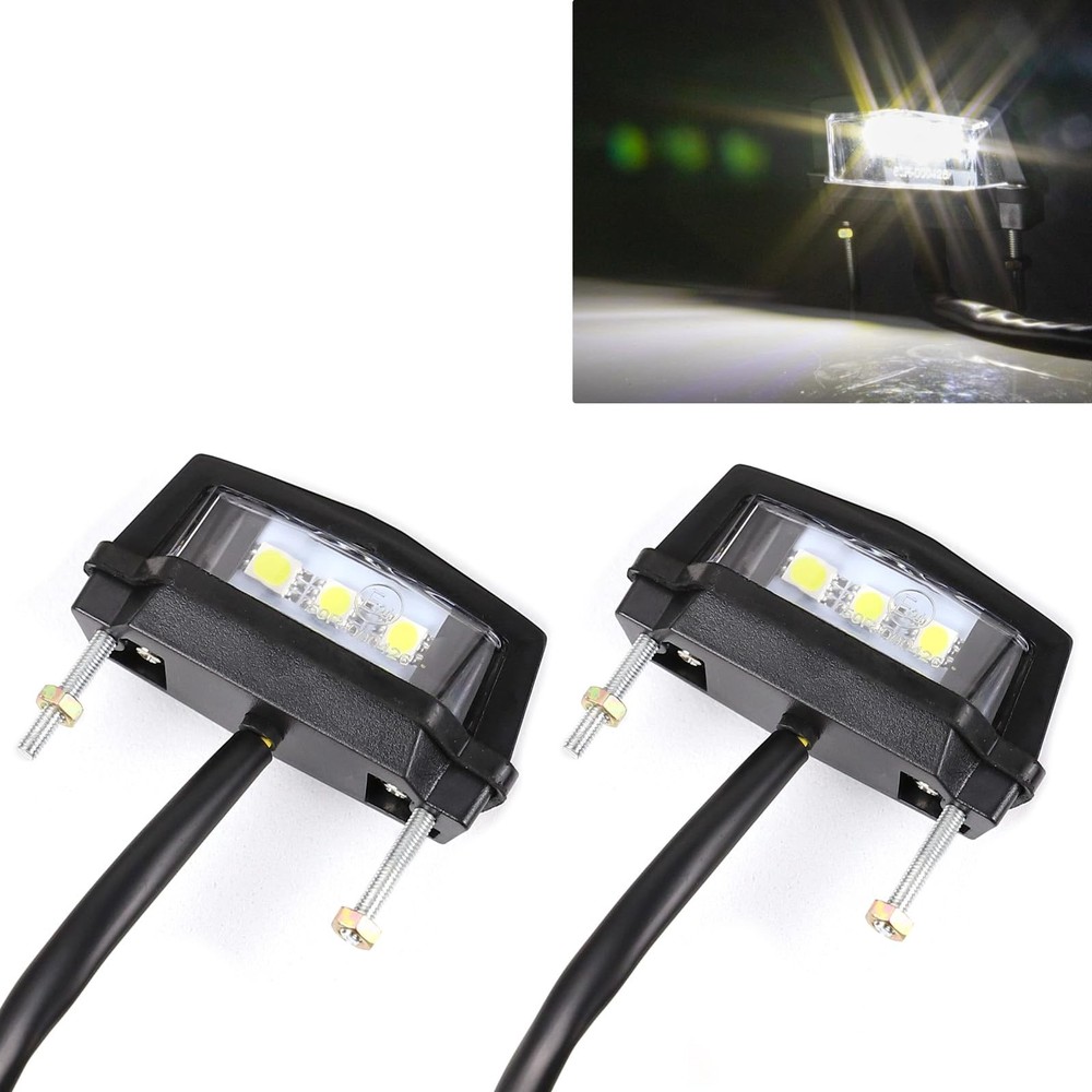 2PCS Motorcycle LED License Plate Light, 12V High Brightness White License Pl…
