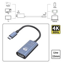 USB C to HDMI 4K 60Hz Adapter PD Type C Cable for MHL Phone Switch Tablet