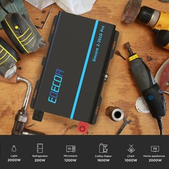 EDECOA Pure Sine Wave Power Inverter 2000W 4000W 12V DC to 110V 120V AC Remote