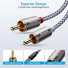 2RCA Cable Stereo Audio Cables Shielded Amplifiers HDTV for Home, Car, 6 Ft