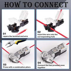 T Tap Wire Splice Connectors for 18-22 AWG Wires – 3 Way 1 Pin Solderless Low Vo
