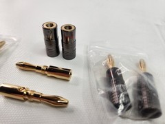 FosPower Bundle Dual Screw Audio 24K Gold Plated Jack Connector Speakers