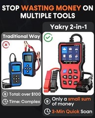 Easy to Use 2-in-1 OBD2 Scanner with Battery Tester: 1S Read & Clear Check