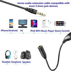 3.5mm Male to Female Stereo Audio Extension Cable Adapter with Volume Control