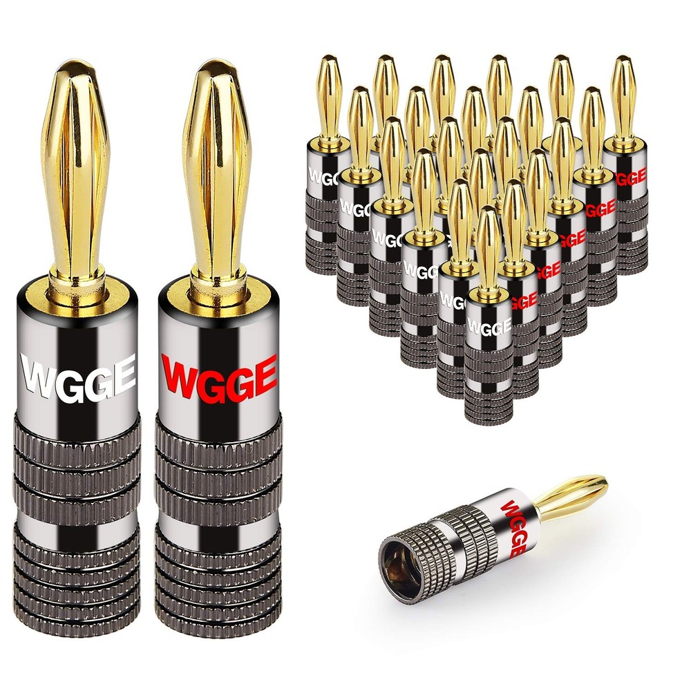 WGGE WG029 Banana Plugs Audio Jack Connector, 24k Gold Dual Screw Lock Speake…