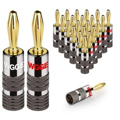 WGGE WG029 Banana Plugs Audio Jack Connector, 24k Gold Dual Screw Lock Speake…