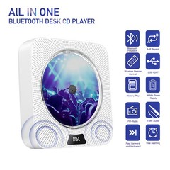 Portable CD Player with Bluetooth, Wall Mountable CD Player with Dust Cover,FM R