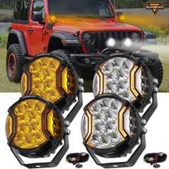 4x AUXBEAM 5″ Inch 20400LM 172W LED Pods Side Shooter Pod Lights White Amber DRL