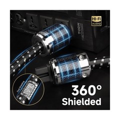 TODN HiFi Audio Power Cable for Audiophile with Silver-Plated OFC, Platinum-P…