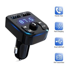 Car Bluetooth 5.0 Wireless FM Transmitter Adapter 2USB PD Charger AUX Hands-free