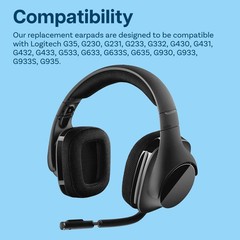 Replacement Ear Pads for Logitech G935/G933 Headset – Mesh Fabric Black