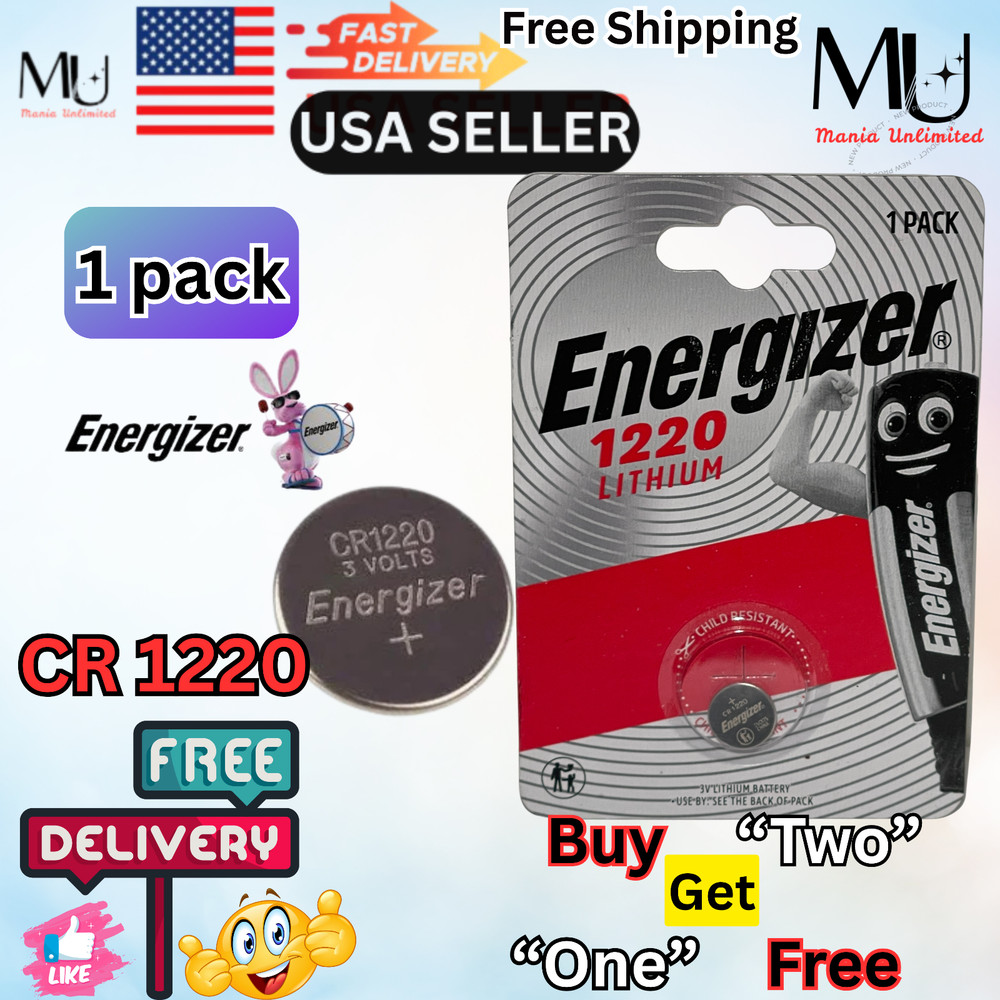 1 Pack Energizer CR 1220 ECR1220 Fresh Stock Lithium 3V Battery Exp Date 2033+