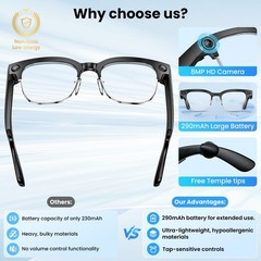 AI Smart Glasses 4K HD Camera, BT Call, 800W Anti-Shake Camera Glasses with V…